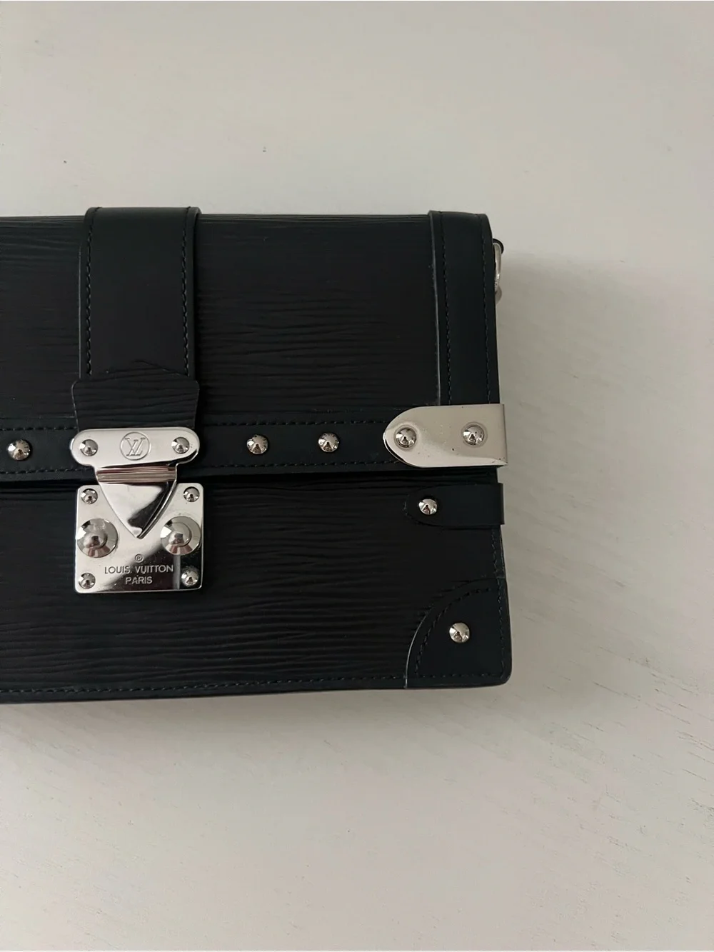 Louis Vuitton Black Epi Leather Messenger Bag with Silver Hardware